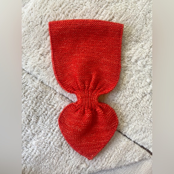 Misha & Puff Hot Red Wool Sledding Scarf Adult Women’s Orange Bright Handmade - Picture 2 of 11